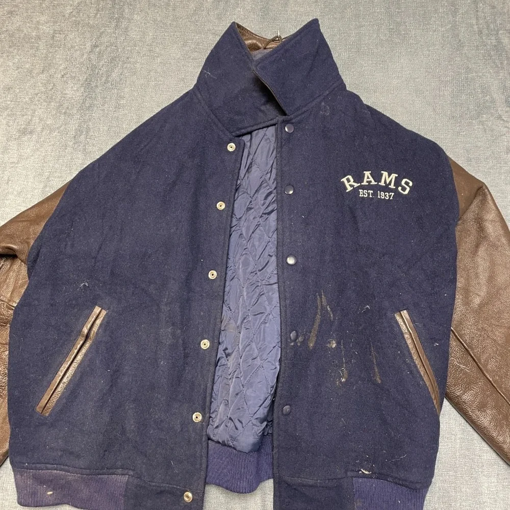 VTG Los Angeles Rams Letterman Jacket Men L Navy Blue Reebok Football NFL